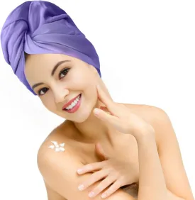 -100% Cotton T-Shirt Hair Towel (Violet)  Reduce Breakage, Frizz & Tangles   Perfect for Plopping and Curly Hair Care   Zero Microfiber   Soft   Turban Hair Wrap