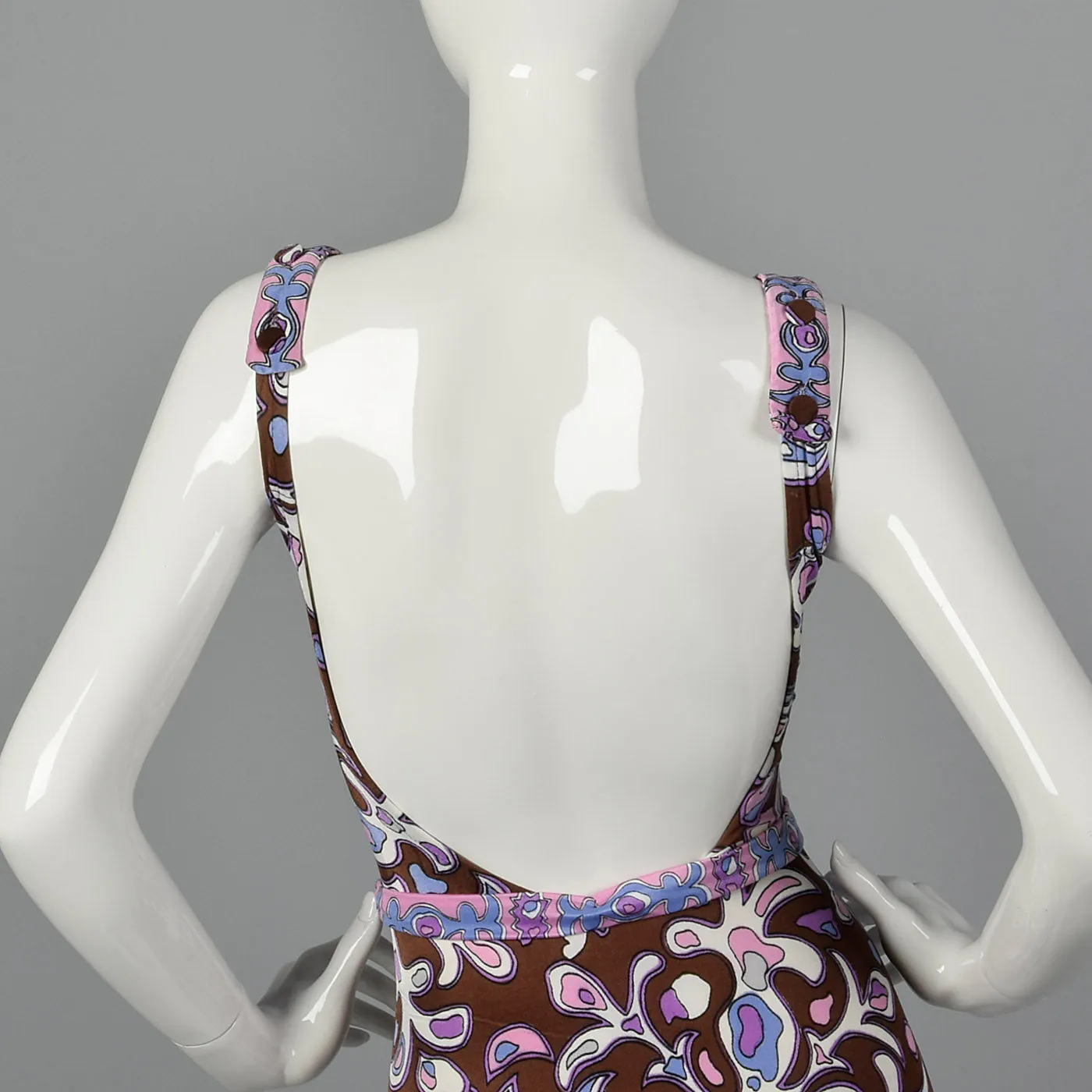 1960s Purple Psychedelic Print Swimsuit