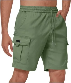 Cargo Shorts for Men Casual 2025 Summer Outdoor Workout Short Pants Trendy Elastic Waist Lightweight Work Shorts