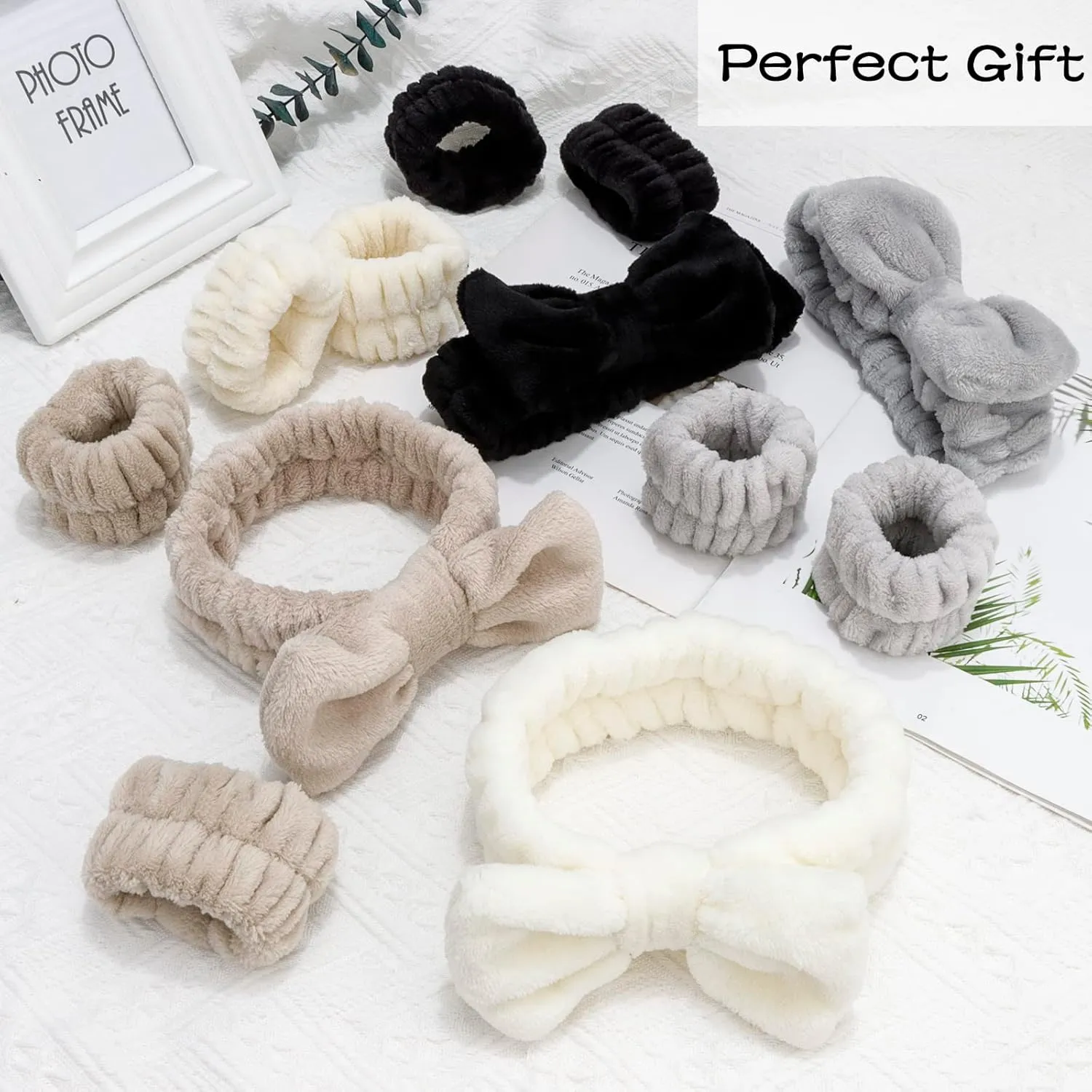 Chanaco 12PCS Spa Headband Wrist Towels for Face Washing Set Makeup Headbands Skincare Headbands Cute Face Wash Headband Soft Microfiber Wristbands Gifts for Women
