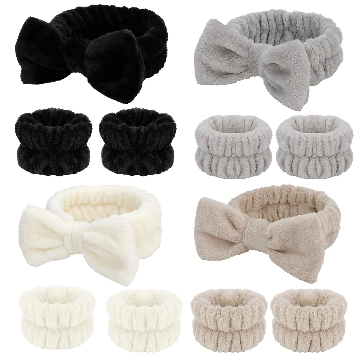 Chanaco 12PCS Spa Headband Wrist Towels for Face Washing Set Makeup Headbands Skincare Headbands Cute Face Wash Headband Soft Microfiber Wristbands Gifts for Women
