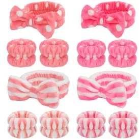 Chanaco 12PCS Spa Makeup and Skincare Set - Microfiber Headbands, Wrist Towels, and Face Wash Wristbands for Women