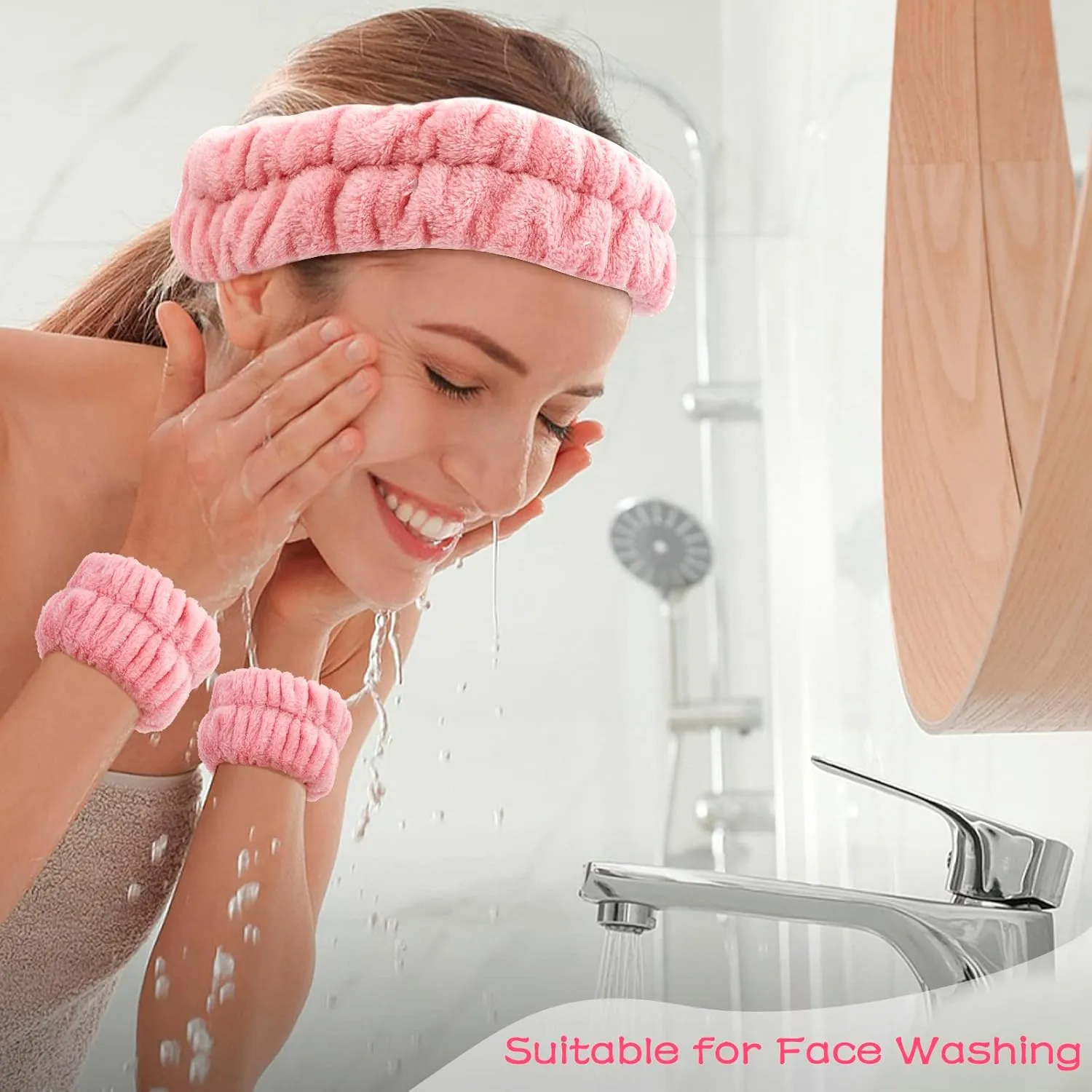 Chanaco 12PCS Spa Set - Soft Microfiber Face Wash Headbands & Wrist Towels for Skincare & Makeup - Cute Spa Gifts for Women