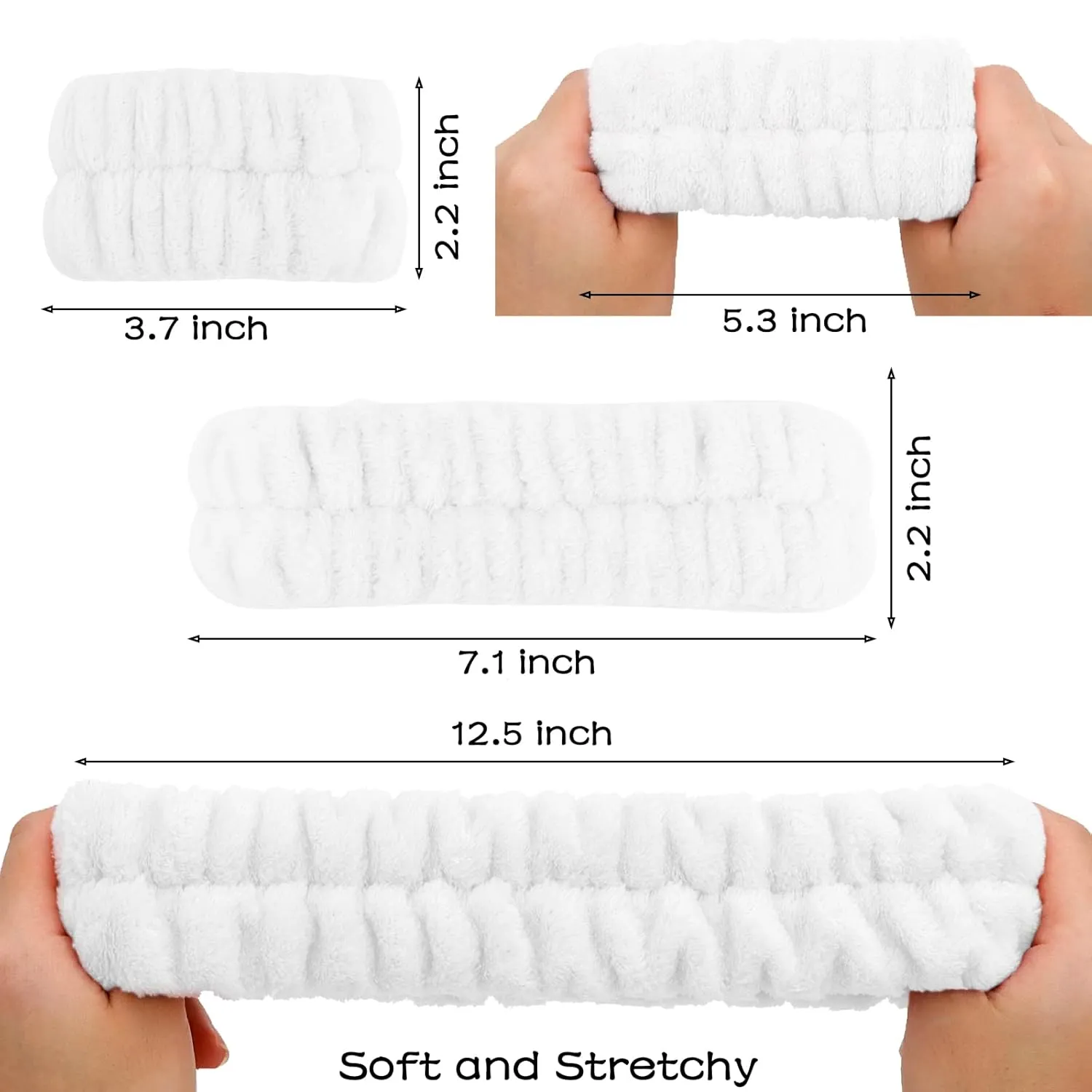 Chanaco 12PCS Spa Set - Soft Microfiber Face Wash Headbands & Wrist Towels for Skincare & Makeup - Cute Spa Gifts for Women