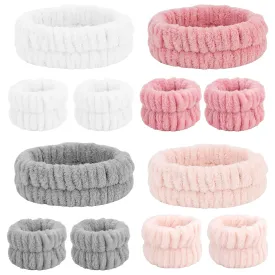 Chanaco 12PCS Spa Set - Soft Microfiber Face Wash Headbands & Wrist Towels for Skincare & Makeup - Cute Spa Gifts for Women