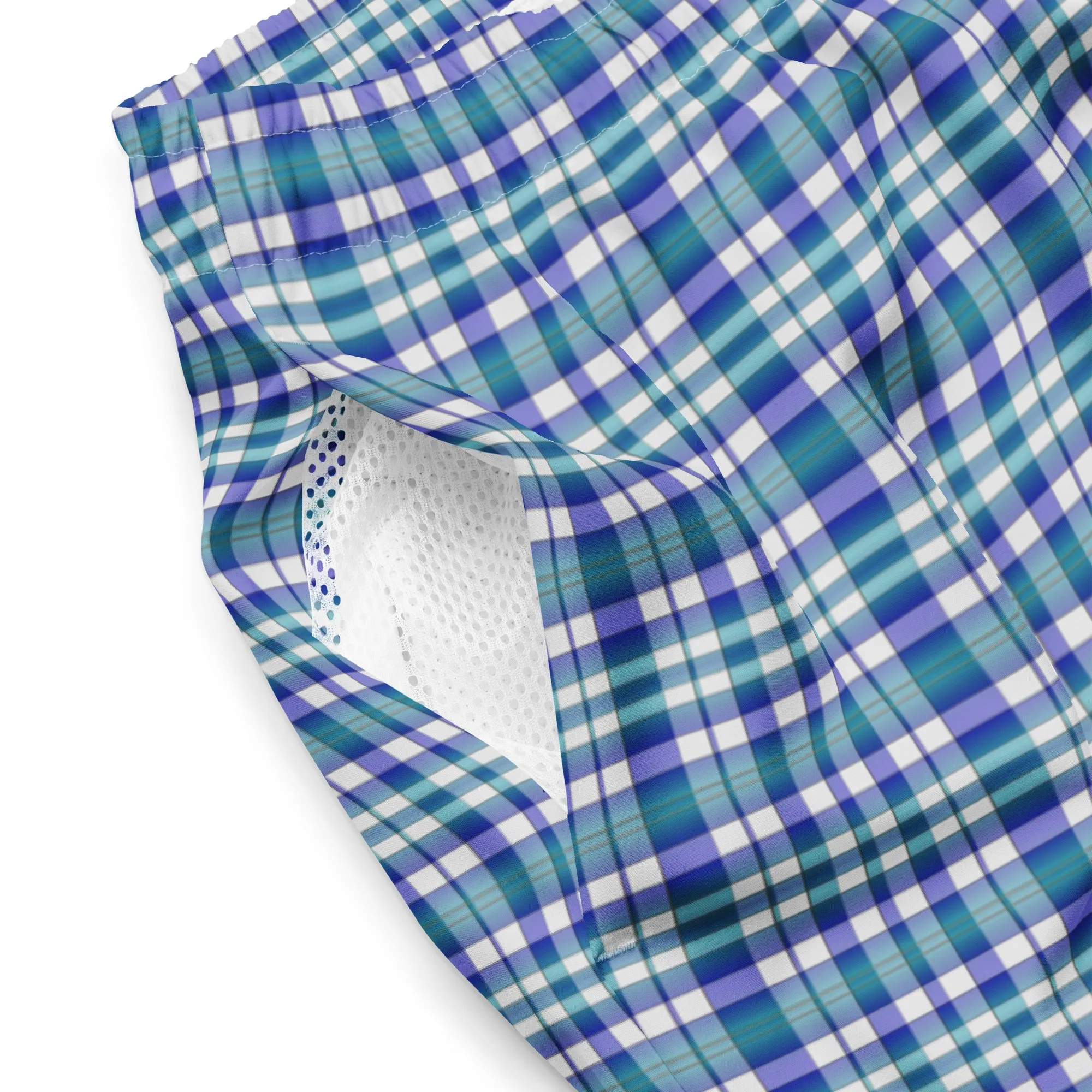Checkered men's swim trunks, lioness-love