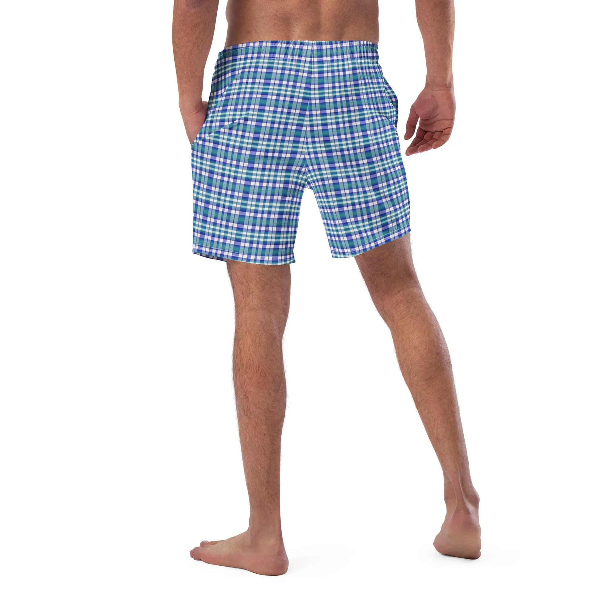 Checkered men's swim trunks, lioness-love