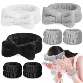 Crosize 7 Pack Women's Spa Set - Cute Terry Cloth Headband, Wrist Towels for Makeup, Facial Care and Skincare
