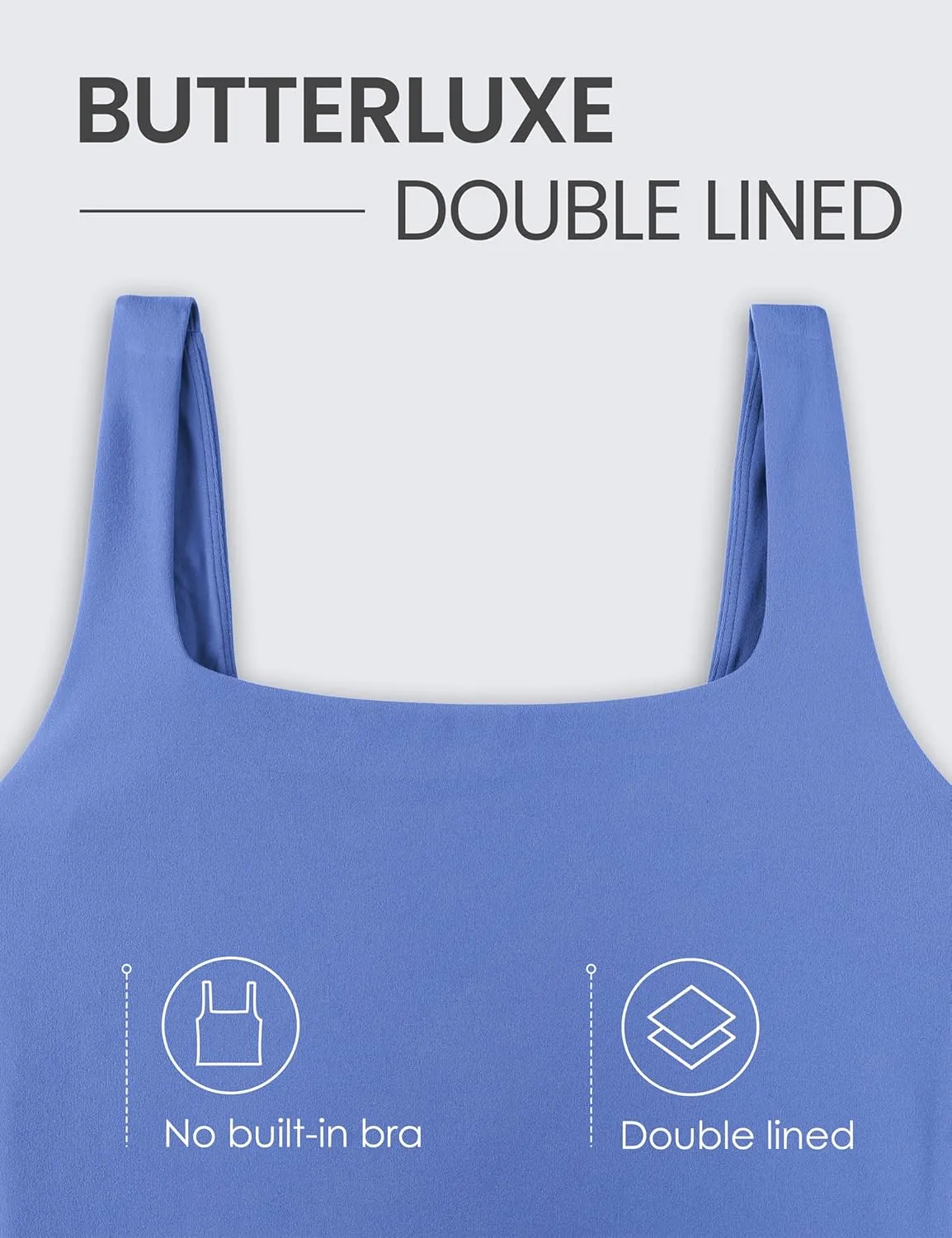 CRZ YOGA Womens Butterluxe Double Lined Square Neck Tight Tank Tops Sleeveless Workout Cropped Casual Yoga Fitted Shirts