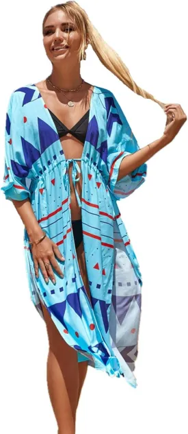 Dresses for Women Loose Kimono Cardigans Floral Kaftans Cover up Caftan Blouses Beach Swimsuit