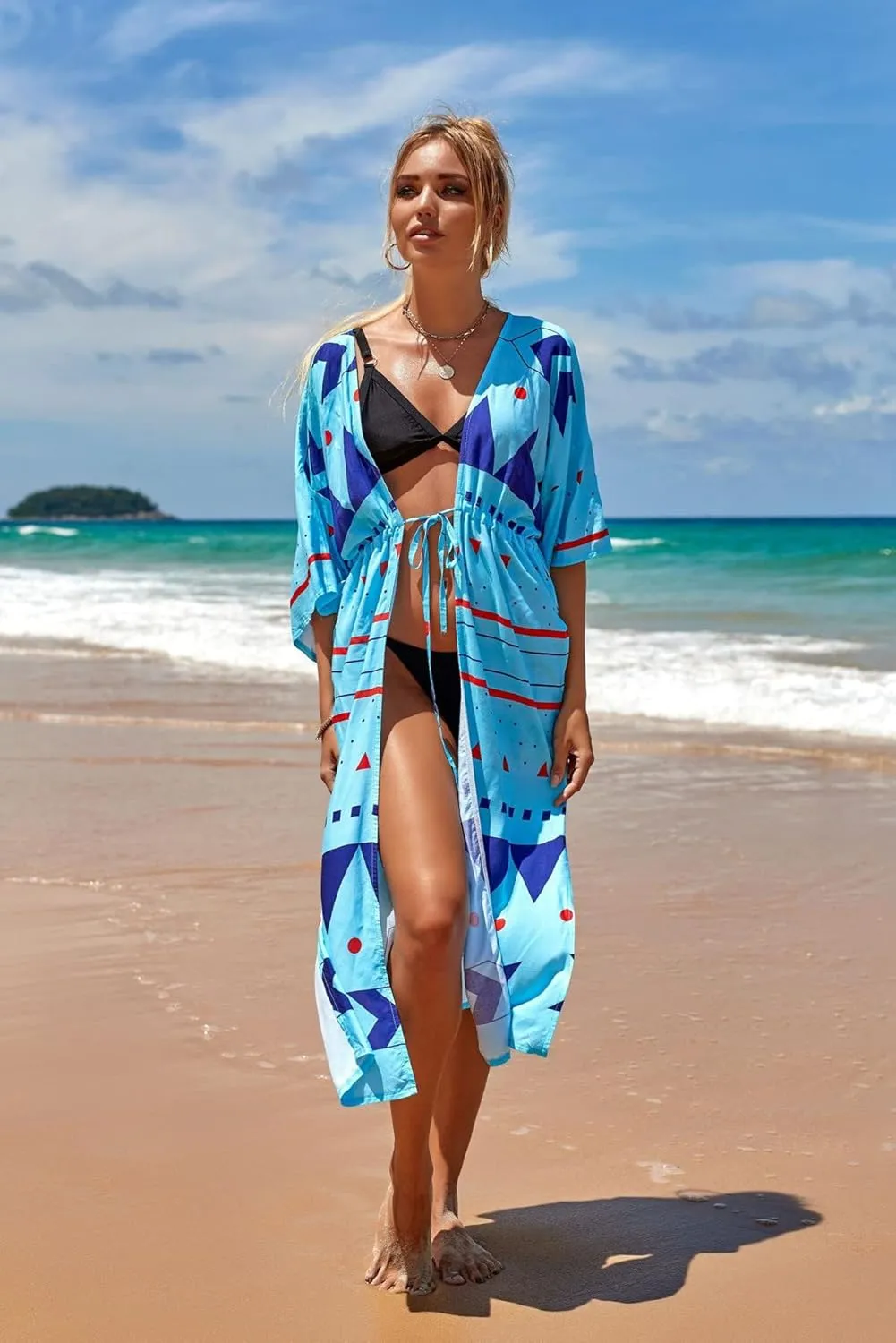 Dresses for Women Loose Kimono Cardigans Floral Kaftans Cover up Caftan Blouses Beach Swimsuit