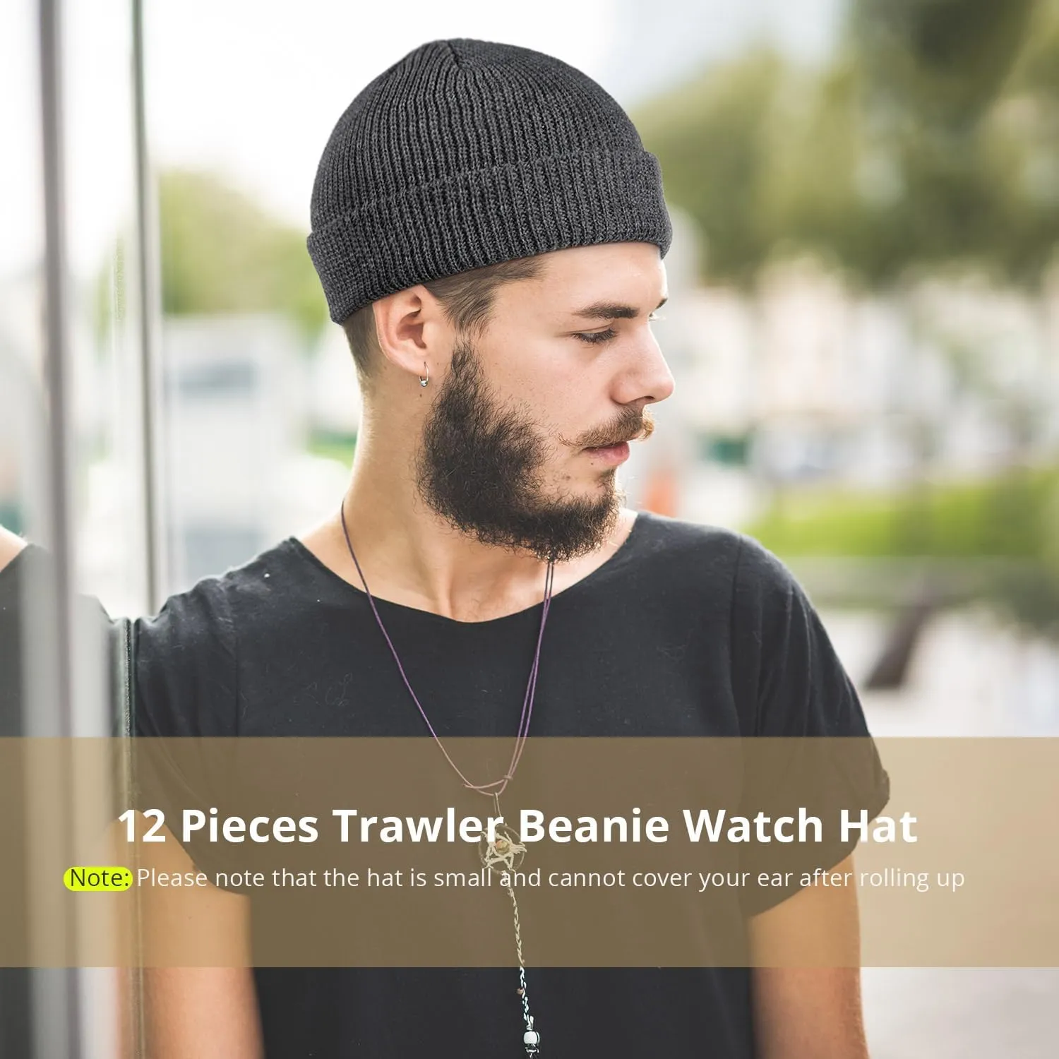 Geyoga 12 Pieces Trawler Beanie Hats Knit Cuff Beanie Roll-Up Edge Skull Cap Fisherman Hat for Men Women