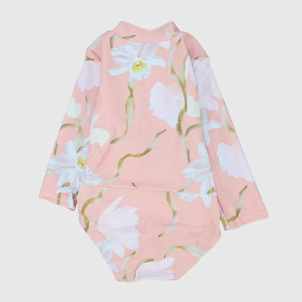 Girls' Long-Sleeved One-Piece Swimsuit