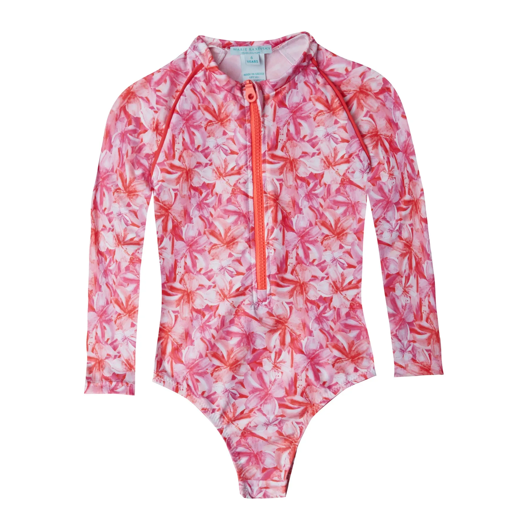 GIRL'S ONE PIECE LONG SLEEVE HIBISCUS