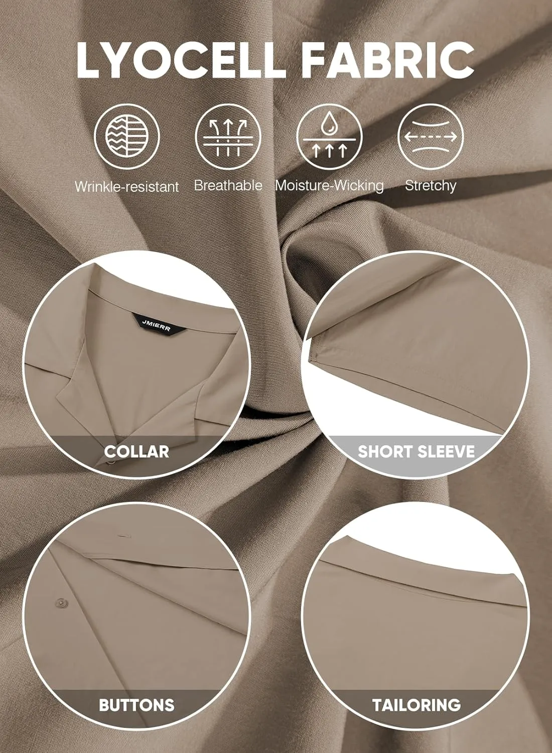 JMIERR Mens Linen Shirts Casual Short Sleeve Button Down Shirts Wrinkle Free Vacation Beach Summer Tops