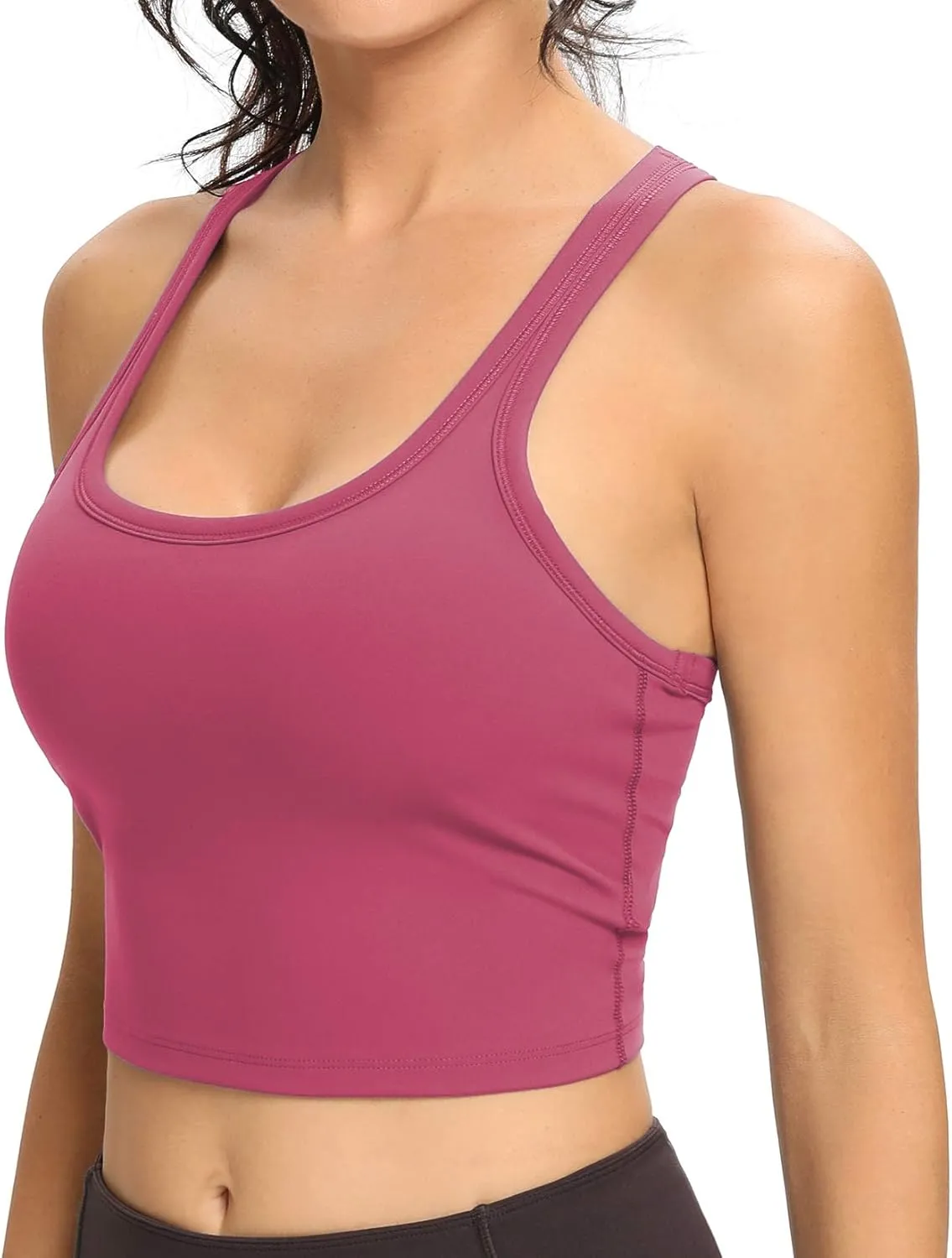 Lemedy Women Racerback Sports Bra Removable Padded Workout Yoga Crop Tank Top