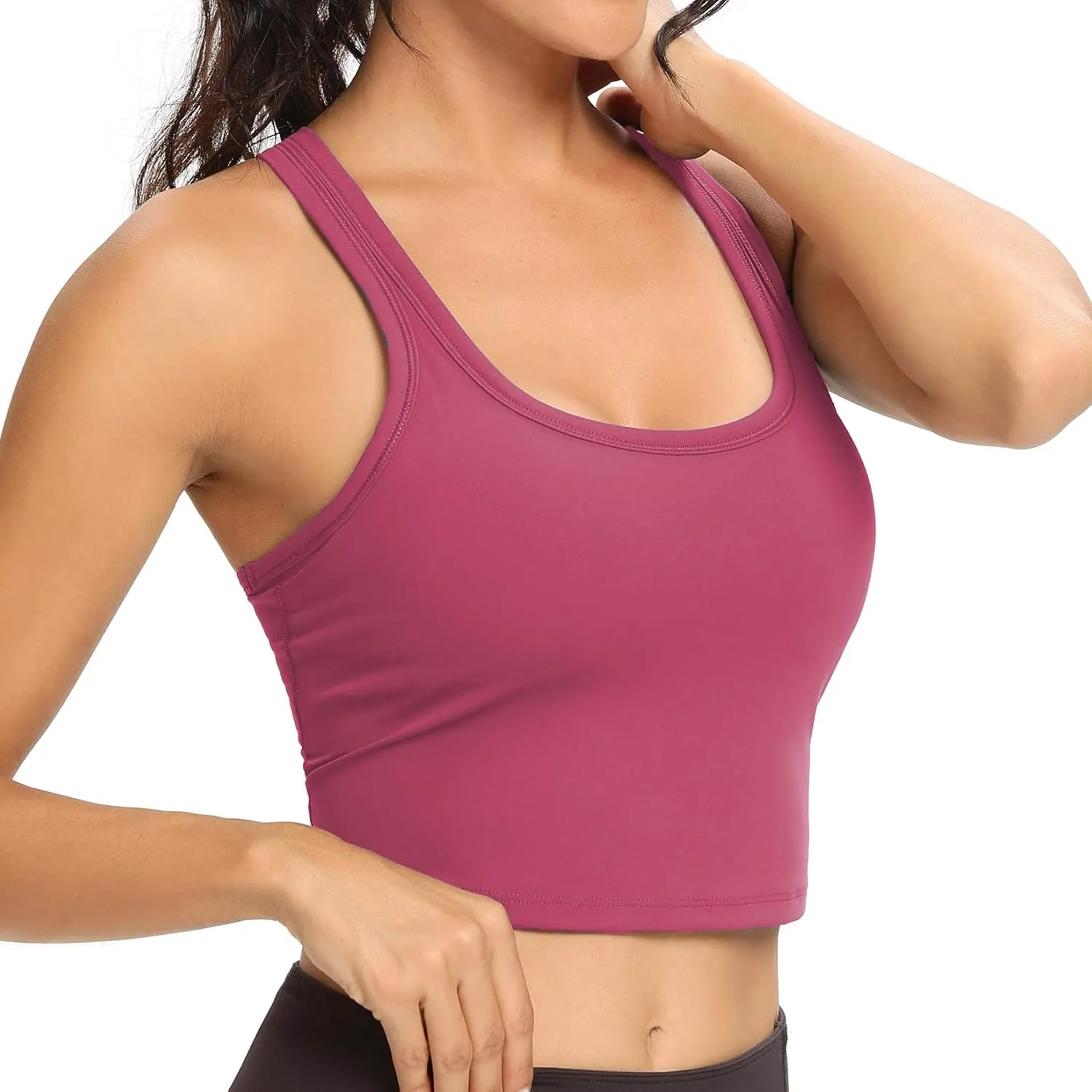 Lemedy Women Racerback Sports Bra Removable Padded Workout Yoga Crop Tank Top