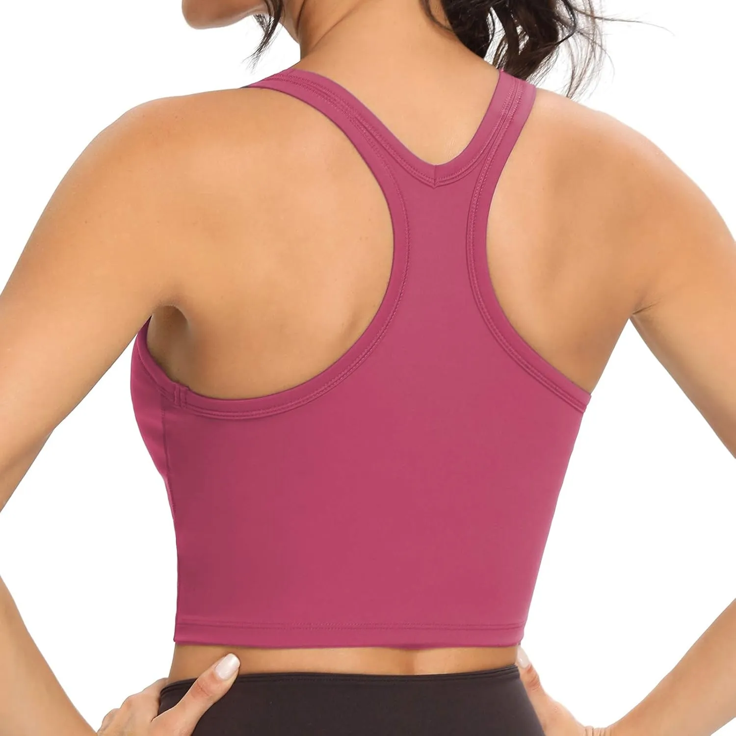 Lemedy Women Racerback Sports Bra Removable Padded Workout Yoga Crop Tank Top