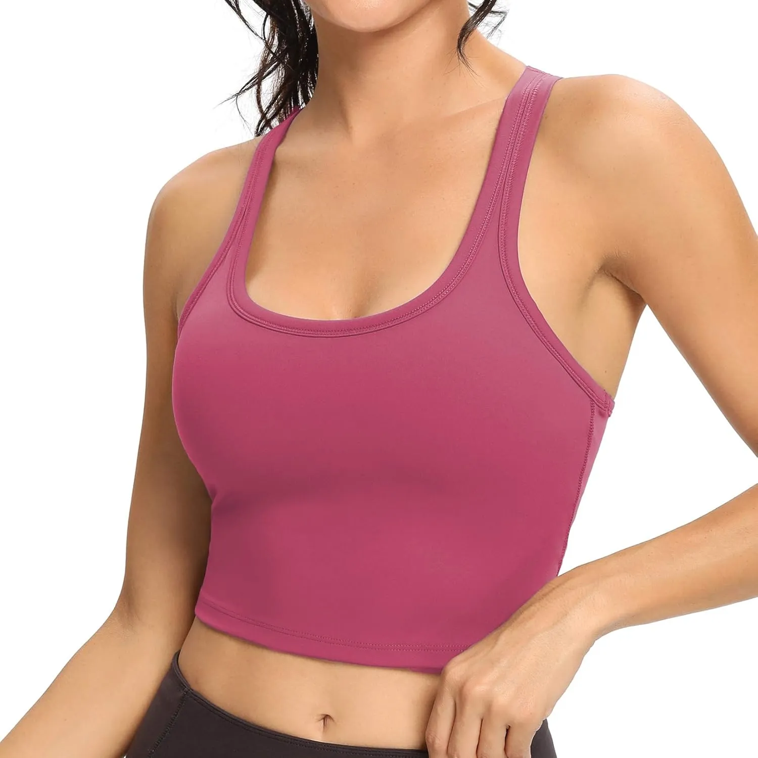 Lemedy Women Racerback Sports Bra Removable Padded Workout Yoga Crop Tank Top