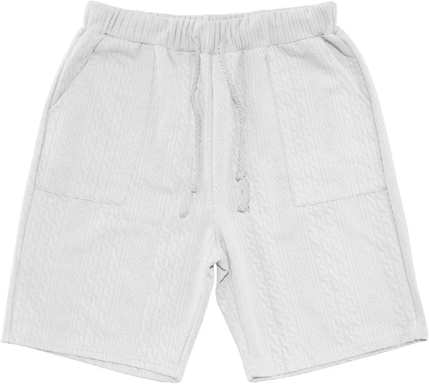 Men's Jacquard Print Bermuda Shorts, Solid Casual Summer Sports Clothes Loose Comfy Wide Leg Short Pants with Pockets
