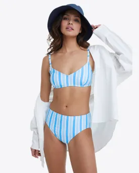 Mid Rise Bikini Bottom in Awning Stripe