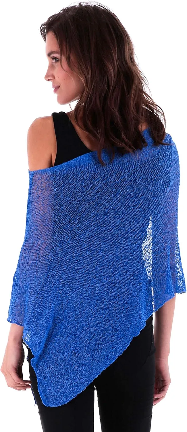 SHU-SHI Womens Sheer Knit Poncho Shrug Lightweight Cover Up One Size Fits Most