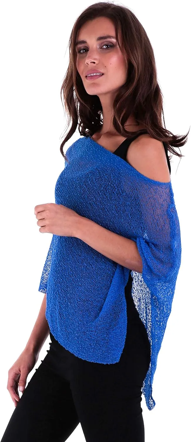 SHU-SHI Womens Sheer Knit Poncho Shrug Lightweight Cover Up One Size Fits Most