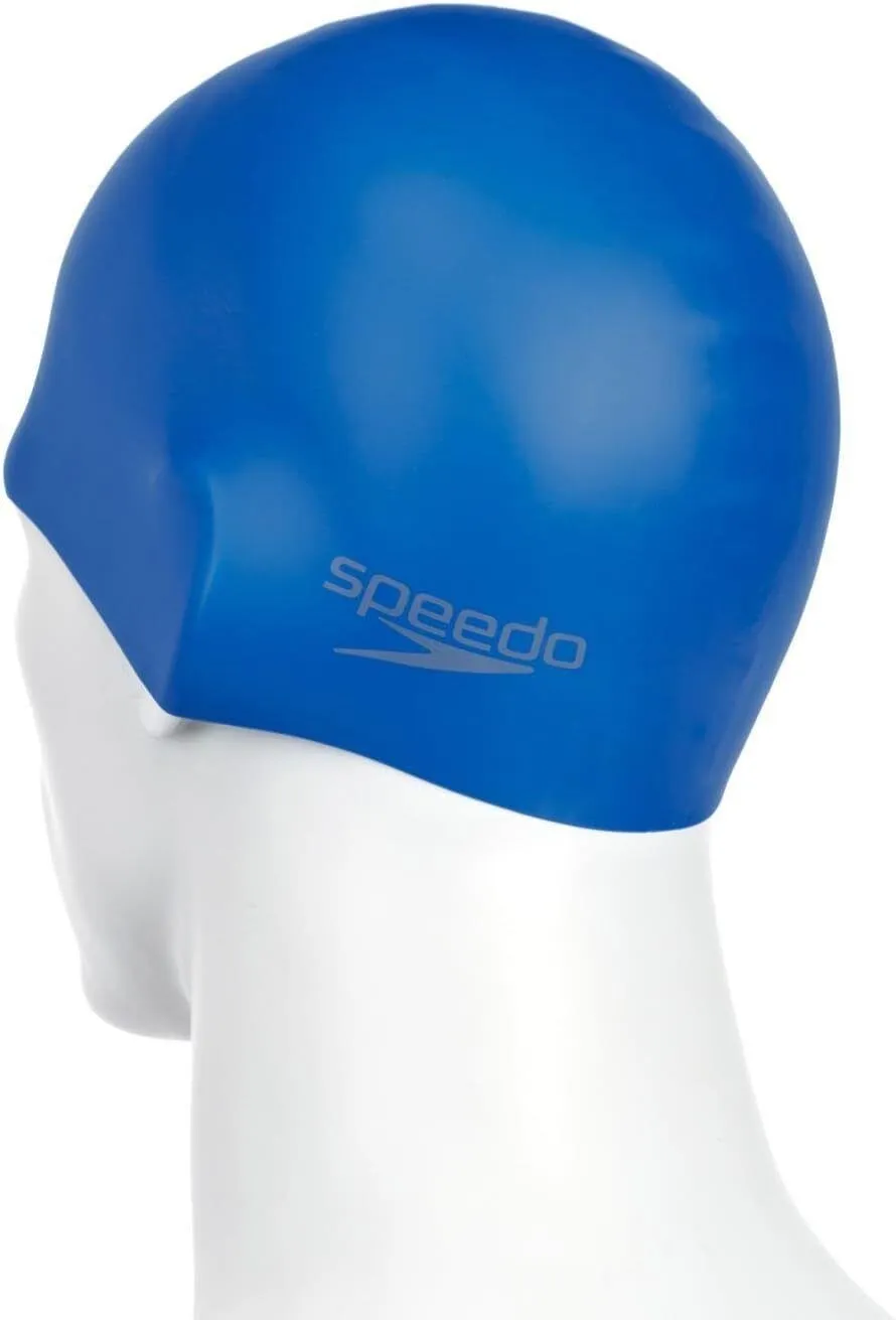 Speedo Swimming Plain Moulded Silicone Swim Cap Hydrodynamic - Blue