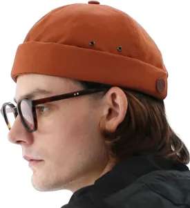 UNDERCONTROL Vintage Brimless Sailor Fisherman Leon Hat Miki Skull Docker Leather Strap Beanie Cap for Men & Women Korea