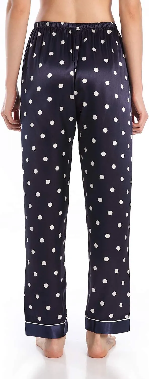 Wantschun Womens Satin Silk Sleepwear Long Pajamas Pants Nightwear Loungewear Pj Bottoms Trousers XXS-XXXL