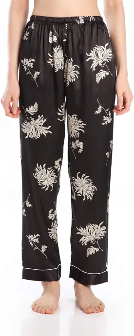 Wantschun Womens Satin Silk Sleepwear Long Pajamas Pants Nightwear Loungewear Pj Bottoms Trousers XXS-XXXL