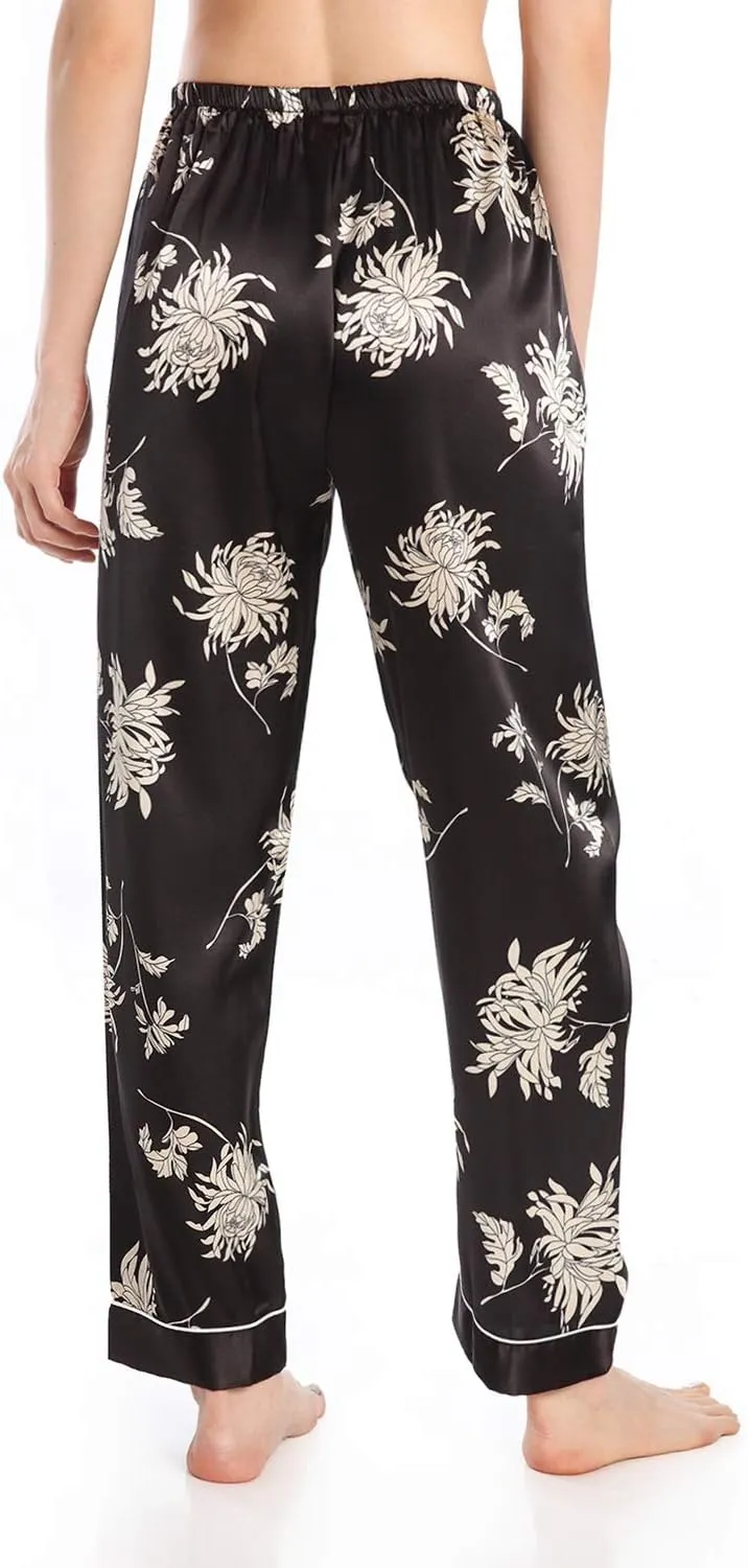 Wantschun Womens Satin Silk Sleepwear Long Pajamas Pants Nightwear Loungewear Pj Bottoms Trousers XXS-XXXL