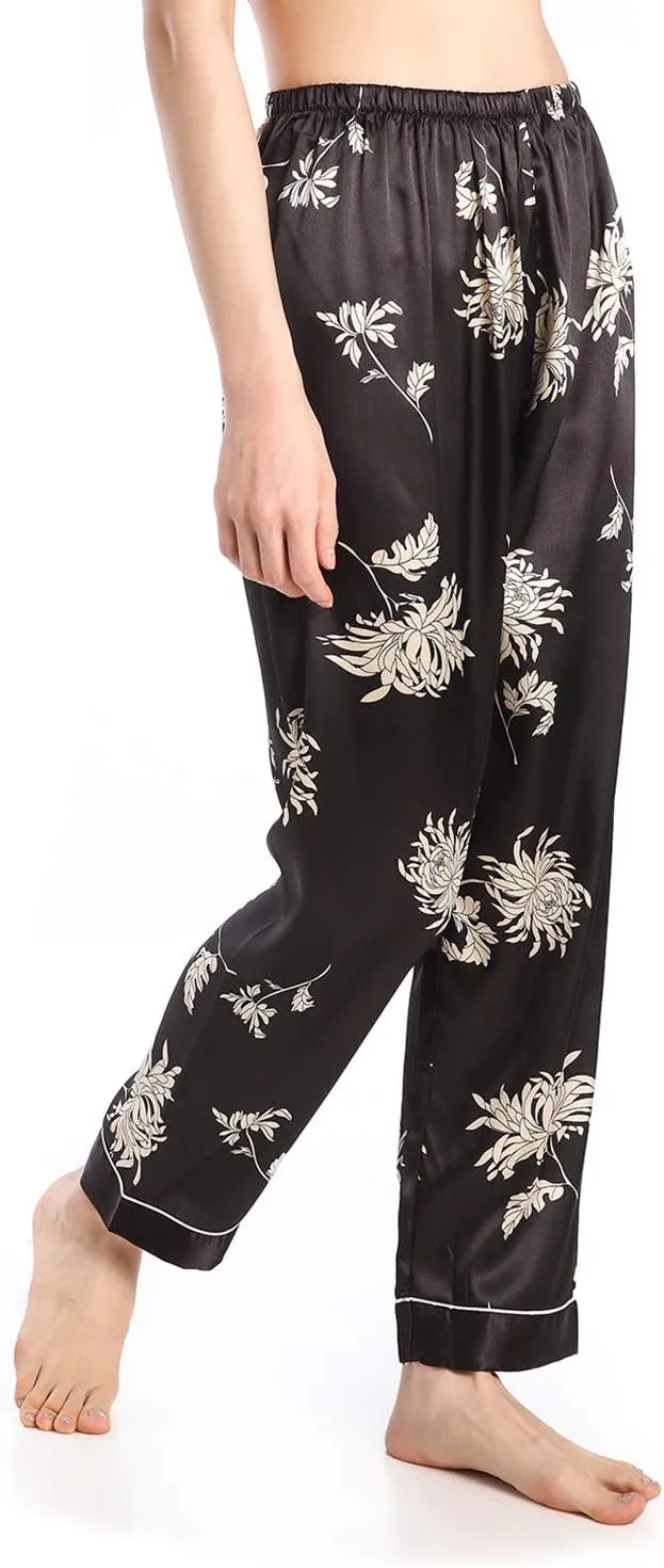 Wantschun Womens Satin Silk Sleepwear Long Pajamas Pants Nightwear Loungewear Pj Bottoms Trousers XXS-XXXL