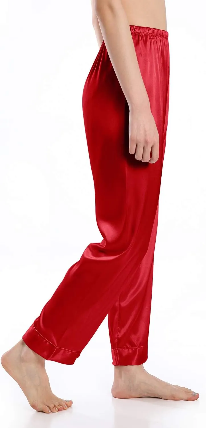 Wantschun Womens Satin Silk Sleepwear Long Pajamas Pants Nightwear Loungewear Pj Bottoms Trousers XXS-XXXL
