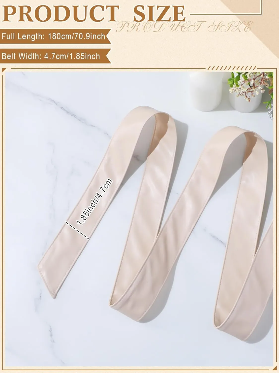 Women Leather Wrap Belt Obi Waist Fashion Tie Belt PU Sash for Dress Coat 1.85 Wide