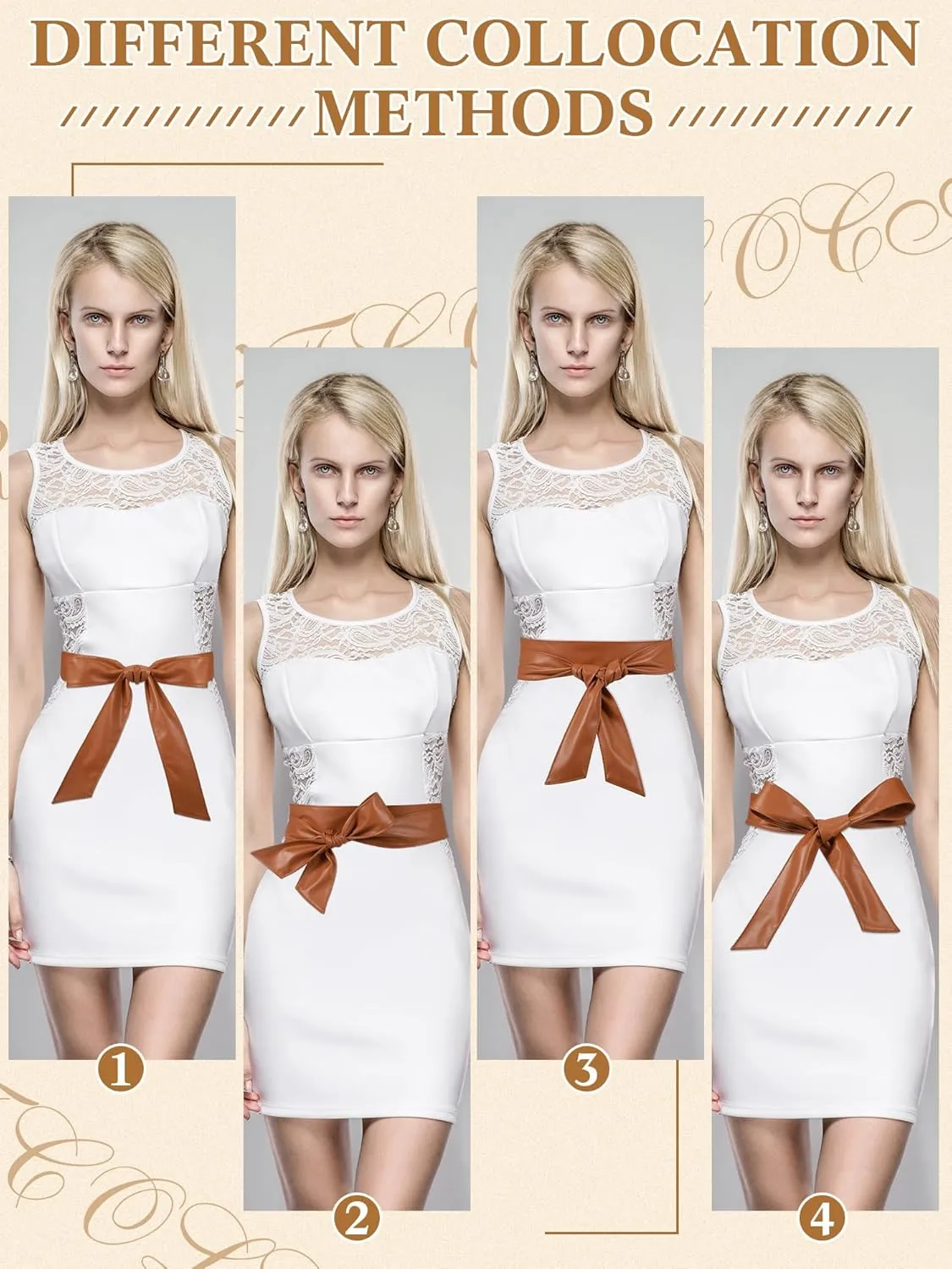 Women Leather Wrap Belt Obi Waist Fashion Tie Belt PU Sash for Dress Coat 1.85 Wide
