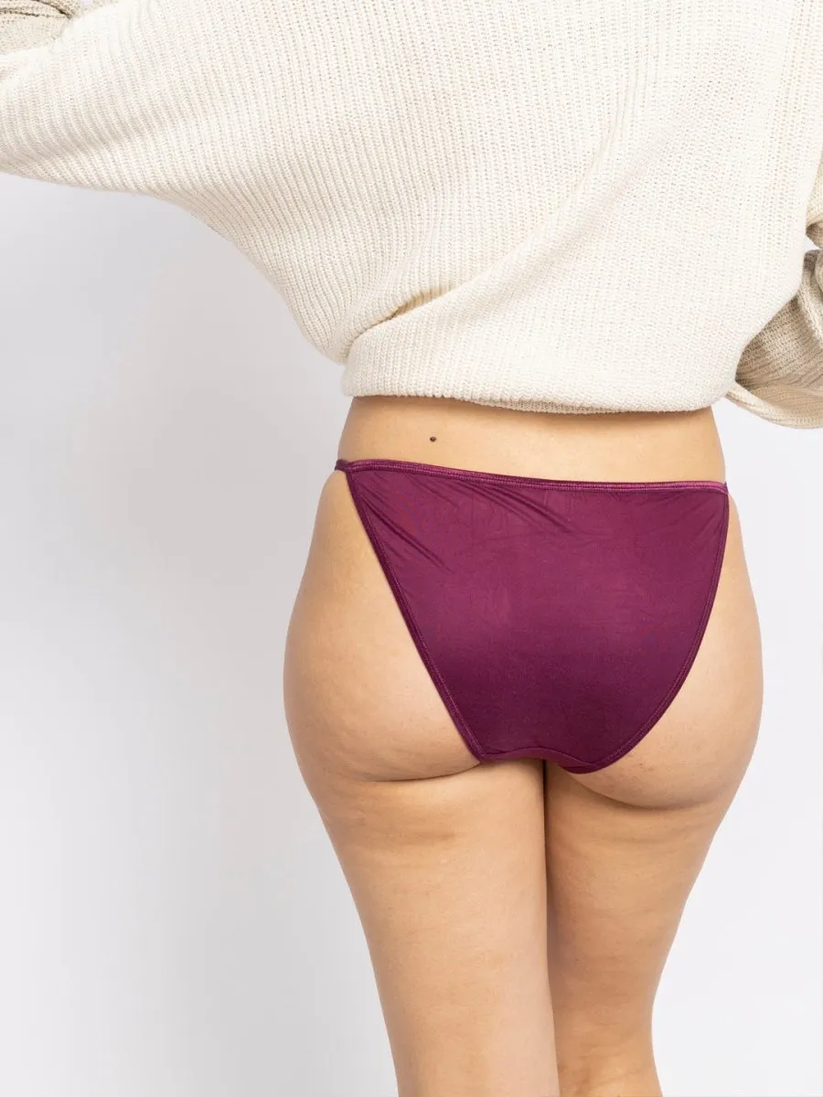 Women Purple Lace Thong Brief