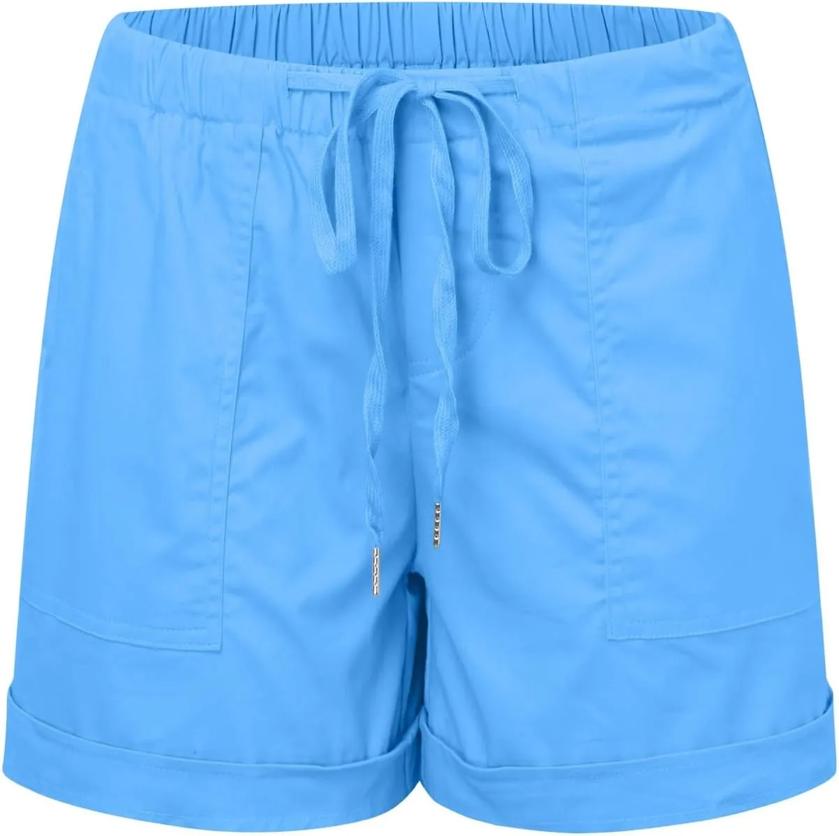 Womens Shorts Casual Shorts with Pockets Drawstring Elastic Waist Cotton Plus Size Beach Trendy Summer Clothes