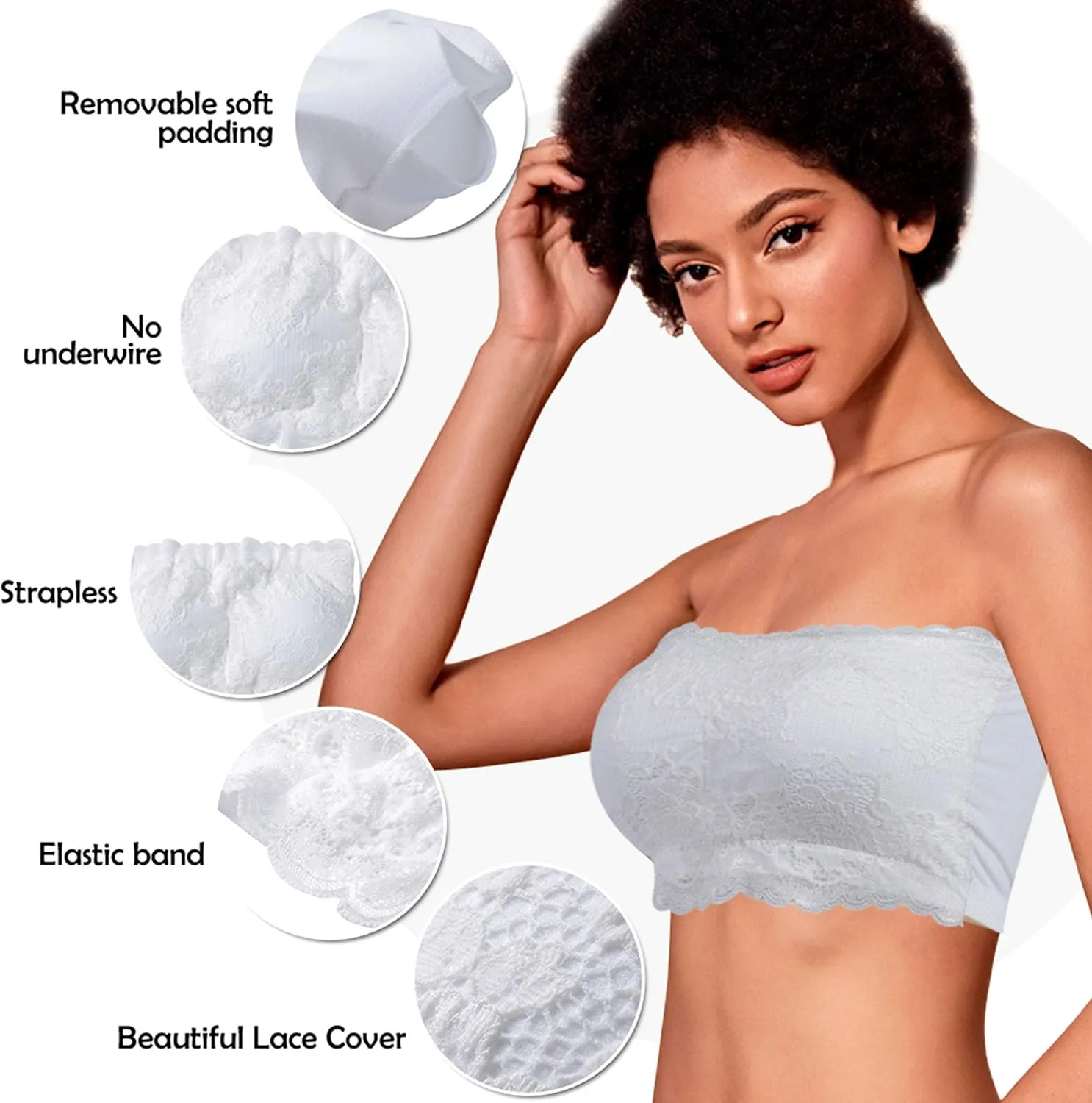 Women's Strapless Bralette Seamless Bandeau Tube Top Bra 3 & 2 Packs