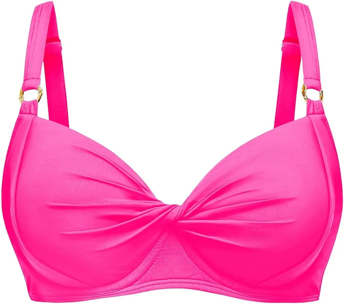 Women's Underwire Bikini Top - Push Up Swimsuit Top Only Twist Front Bathing Suit 2025 Retro Swim Bra