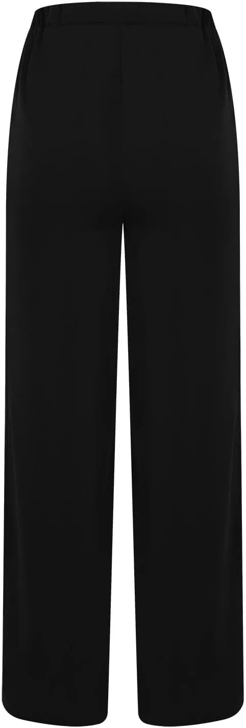 Womens Wide Leg Pants Yoga Flowy Split Palazzo Pants Tie Front Wrap Trousers Beach Cover Up Casual Lounge Boho Pants